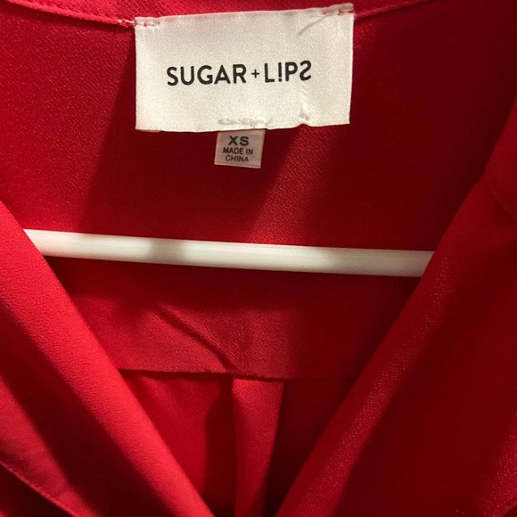 Sugar Lips Cecilia Red Plunge Neck Romper XS - Picture 4 of 4